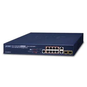 GS-5220-8P2T2S – Planet 8-Port 30W PoE Managed Switch with 2-Port Gigabit SFP + 2-Port TP (240W)