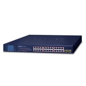 GSW-2620VHP – Planet 24-Port 30W PoE Switch with 2-Port Gigabit TP/SFP LCD Monitor(330W)