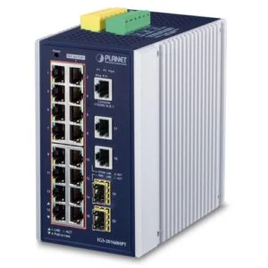 IGS-20160HPT Planet 16-Port 30W PoE Gigabit Industrial Switch with 2 Port Uplink and 2 Port SFP