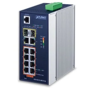 IGS-4215-8P2T2S – Planet Industrial 8-Port 10/100/1000T 802.3at PoE – 2-Port 10/100/1000T – 2-Port 100/1000X SFP – Managed Switch
