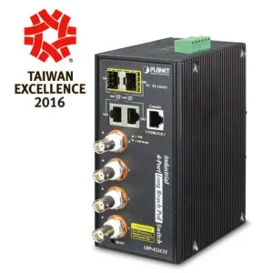 LRP-422CST – Planet Industrial 4-port Coax + 2-port 10/100/1000T + 2-port 100/1000X SFP Long Reach PoE over Coaxial Managed Switch