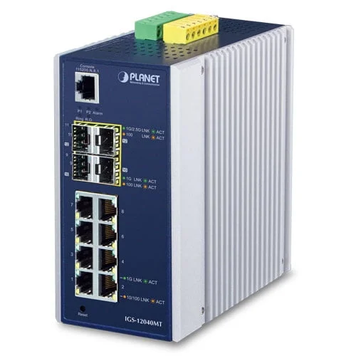 IGS-12040MT - Planet Industrial 8-Port 10/100/1000T + 2-Port 100/1G SFP + 2-Port 1G/2.5G SFP Managed Ethernet Switch