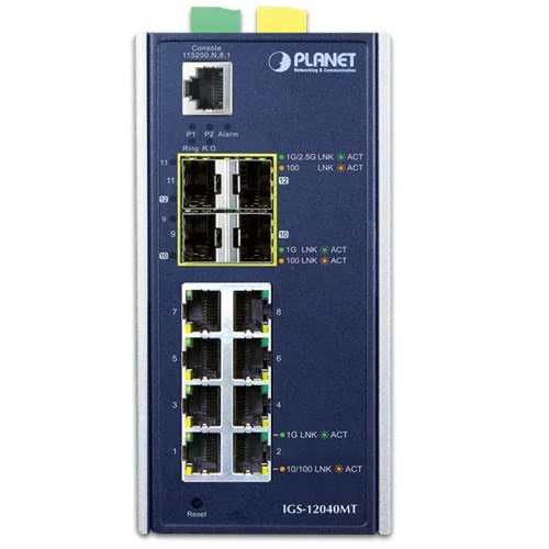IGS-12040MT - Planet Industrial 8-Port 10/100/1000T + 2-Port 100/1G SFP + 2-Port 1G/2.5G SFP Managed Ethernet Switch - Image 2