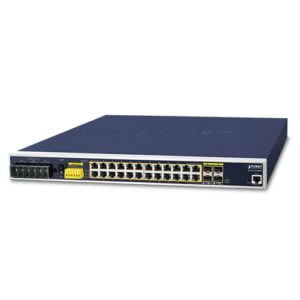 IGS-6325-24P4S – Planet Industrial 24-Port 10/100/1000T 802.3at PoE + 4-Port Shared 100/1000X SFP Managed Ethernet Switch (-40~75 degrees C)