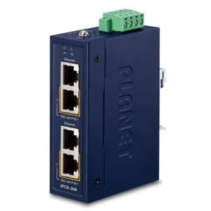 IPOE-260 – Planet Industrial 2-port 10/100/1000T 802.3at PoE+ Injector Hub