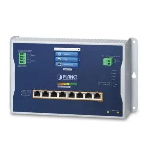 WGS-5225-8UP2SV – Planet Industrial L2+ 8-Port 10/100/1000T 802.3bt PoE + 2-Port 1G/2.5G SFP Wall-mount Managed Switch with LCD Touch Screen