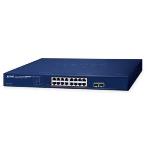 GS-2210-16P2S – Planet 16-Port 10/100/1000T 802.3at PoE + 2-Port 1000X SFP Web Smart Ethernet Switch