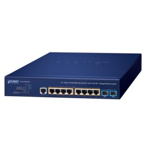 GS-4210-8UP2X – Planet 8-Port 10/100/1000T 802.3bt PoE + 2-Port 10G SFP+ Managed Ethernet Switch