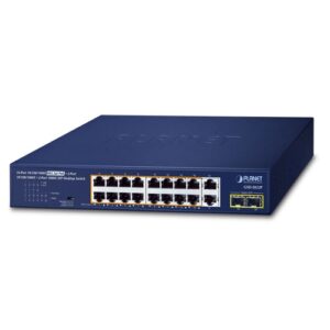 GSD-2022P – Planet 16-Port 10/100/1000T 802.3at PoE + 2-Port 10/100/1000T + 2-Port 1000X SFP Desktop Switch