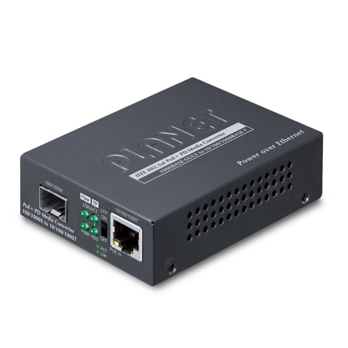 GT-805A-PD - Planet 802.3at PoE+ PD 10/100/1000BASE-T to 100/1000BASE-X SFP Media Converter