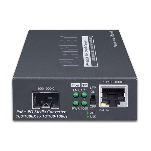 GT-805A-PD - Planet 802.3at PoE+ PD 10/100/1000BASE-T to 100/1000BASE-X SFP Media Converter - Image 2