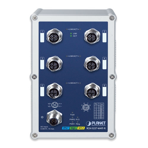 IGS-5227-6MT-X - Planet Industrial IP67-rated 6-Port 10/100/1000T M12 Managed Ethernet Switch (X-coded M12) - Image 3